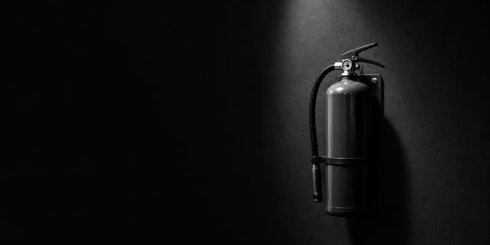 Black and white photo of a fire extinguisher against a dark background, symbolising the repeated firefighting response to security vulnerabilities